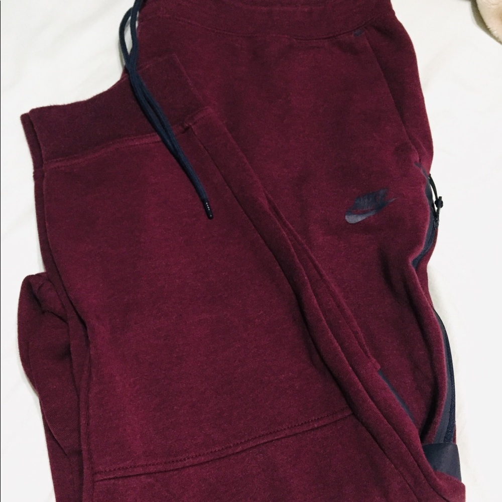 NIKE TECH FLEECE KNIT JOGGER PANTS BURGUNDY XL